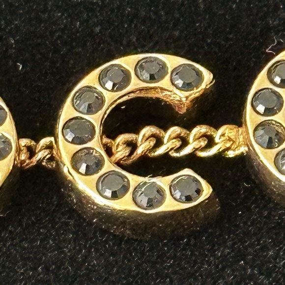 Chanel 01A COCO Gold Coloured Chain Necklace with Black Rhinestones - Picture 4 of 13